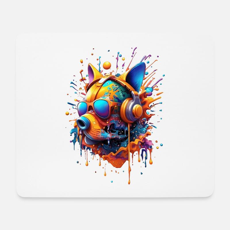 Stilisierter futuristischer Hundekopf Molosser Typ - Mousepad (Querformat) - Weiß