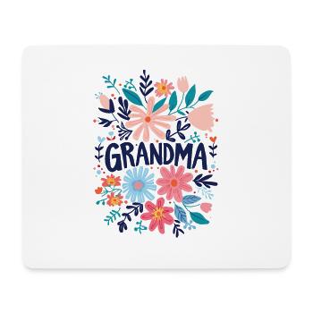 Oma Doodle Text mit bunten Blumen - Oma - Mousepad (Querformat) - Weiß - Vorne