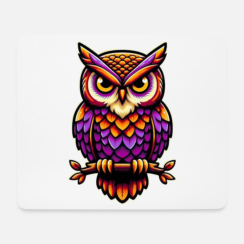 Eule - Mousepad (Querformat) - Weiß