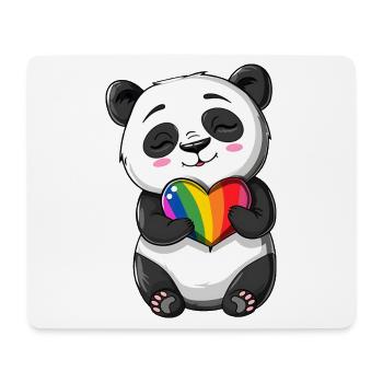 Dessin animé Panda tenant un cœur arc-en-ciel de fierté - Tapis de souris (format paysage) - blanc - Devant