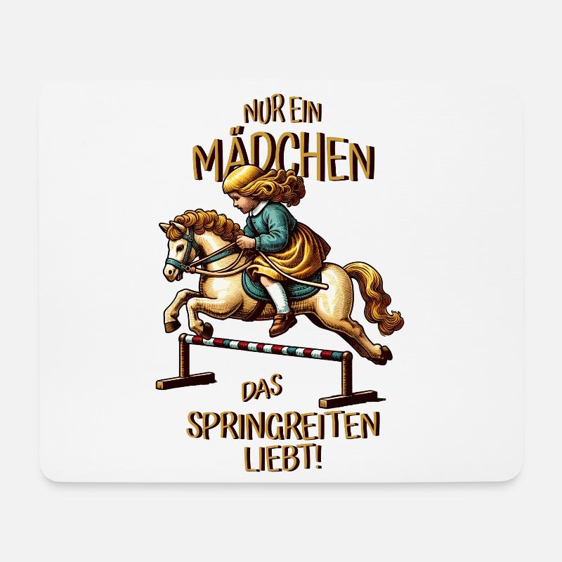 Kinder Springreiten - Mousepad (Querformat) - Weiß