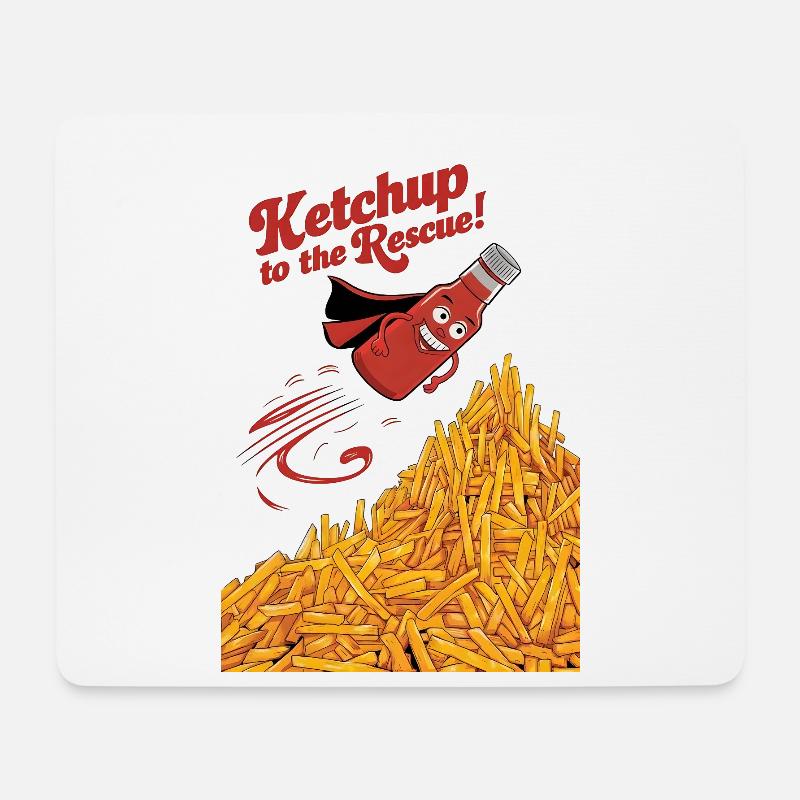 Le ketchup à la rescousse - Tapis de souris (format paysage) - blanc