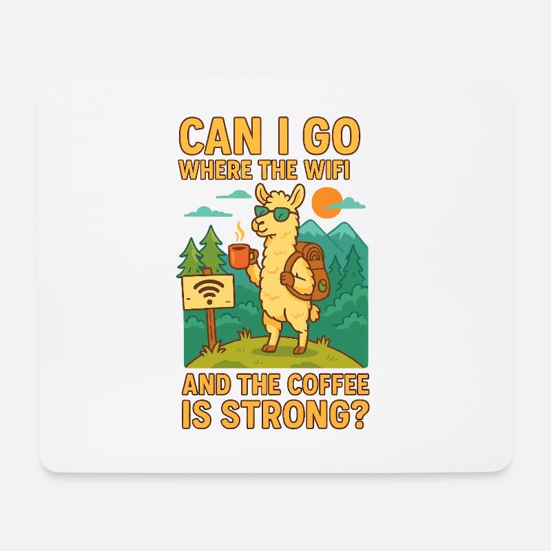 Wi-Fi Coffee Llama Adventure - Mouse Pad (horizontal) - white