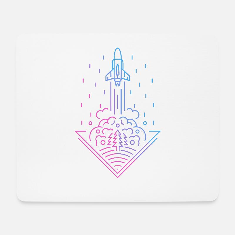 Retro Rocket - Mousepad (Querformat) - Weiß
