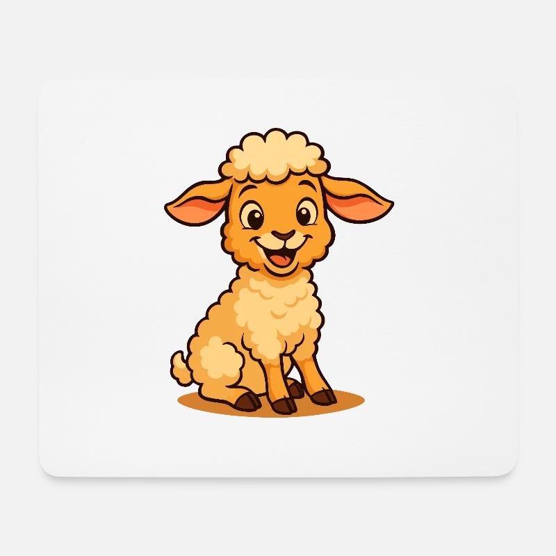 Niedliches Cartoon Lamm - Süßes Schaf Motiv - Mousepad (Querformat) - Weiß