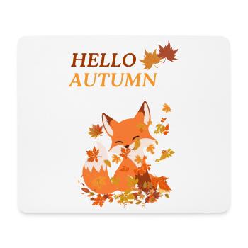 Verspielter Fuchs mit Blättern - Mousepad (Querformat) - Weiß - Vorne