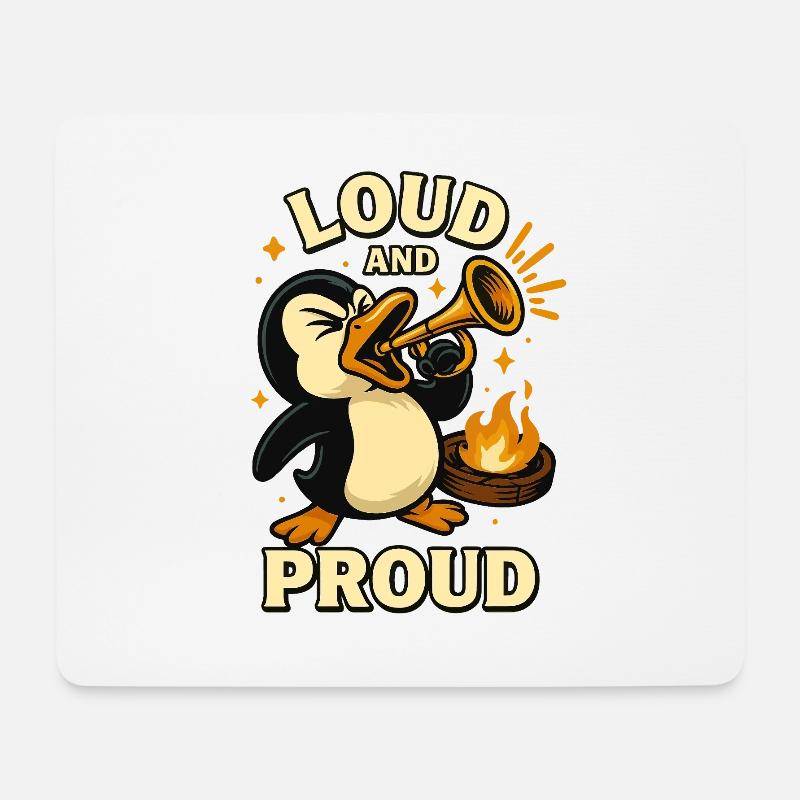 Lauter und stolzer Pinguin-Jazz - Mousepad (Querformat) - Weiß