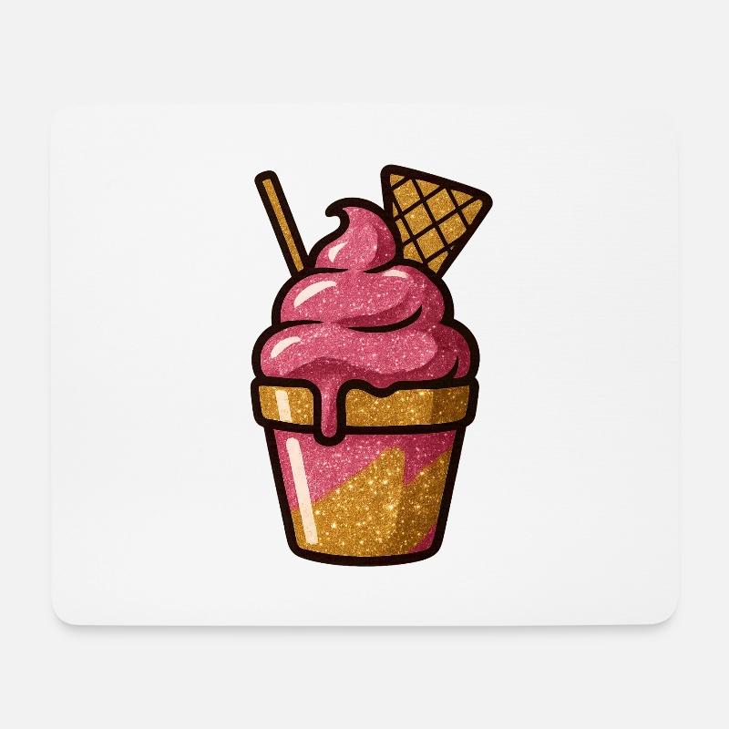 Glitzerndes Pinkes Eisbecher Motiv - Mousepad (Querformat) - Weiß
