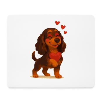 Cocker Spaniel amoureux - Tapis de souris (format paysage) - blanc - Devant