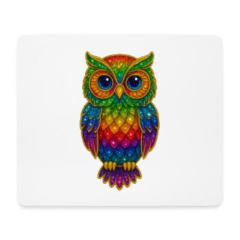 Regenbogen Eulen Glitzerkunst - Mousepad (Querformat) - Weiß - Vorne
