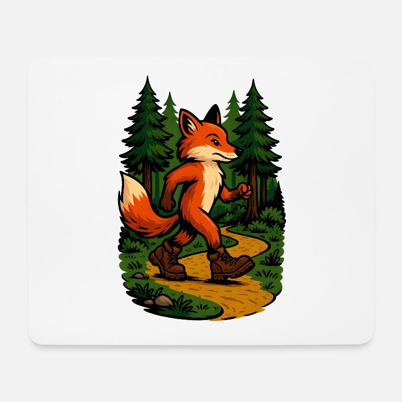 Wandernder Fuchs im Wald - Mousepad (Querformat) - Weiß