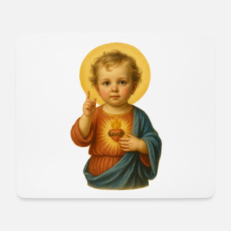 Heiliges Kind mit strahlendem Herz - Mousepad (Querformat) - Weiß