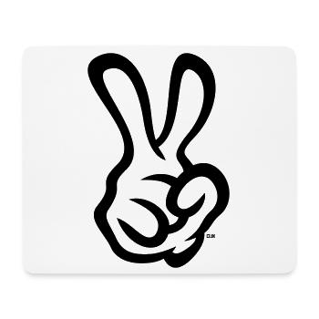 Victory Handzeichen (Rechte Hand / 1C) - Mousepad (Querformat) - Weiß - Vorne