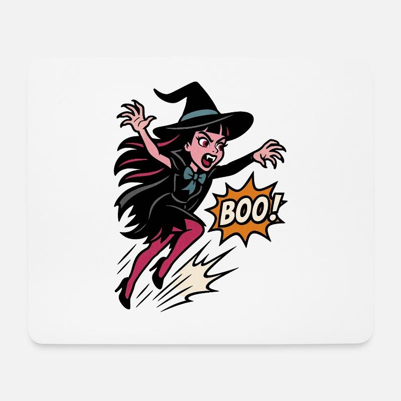Hexenheldin im Sprung Boo - Mousepad (Querformat) - Weiß