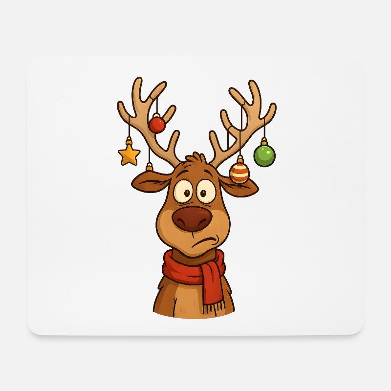 Cerf Rudolph Joyeux Noël doux - Tapis de souris (format paysage) - blanc