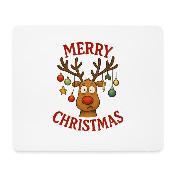 Cerf Rudolph Joyeux Noël doux - Tapis de souris (format paysage) - blanc - Devant