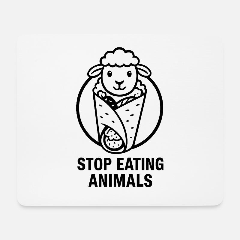 Stop eating animals | Döner-Lamm - Mousepad (Querformat) - Weiß