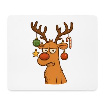 Rentier mit Weihnachtsschmuck Cartoon - Mousepad (Querformat) - Weiß - Vorne