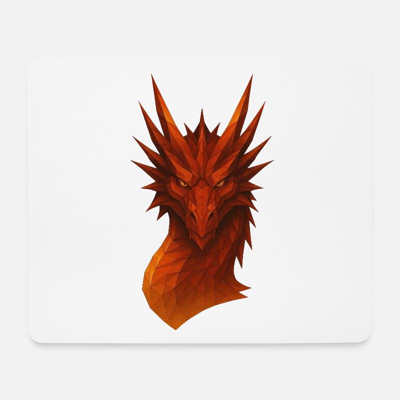 Flammender Lowpoly Drache - Mousepad (Querformat) - Weiß