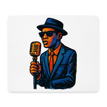 Chanteur de Jazz Vintage avec Microphone - Tapis de souris (format paysage) - blanc - Devant