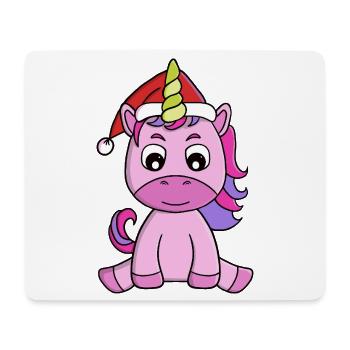 Weihnachtshut Festliches Einhorn - Mousepad (Querformat) - Weiß - Vorne