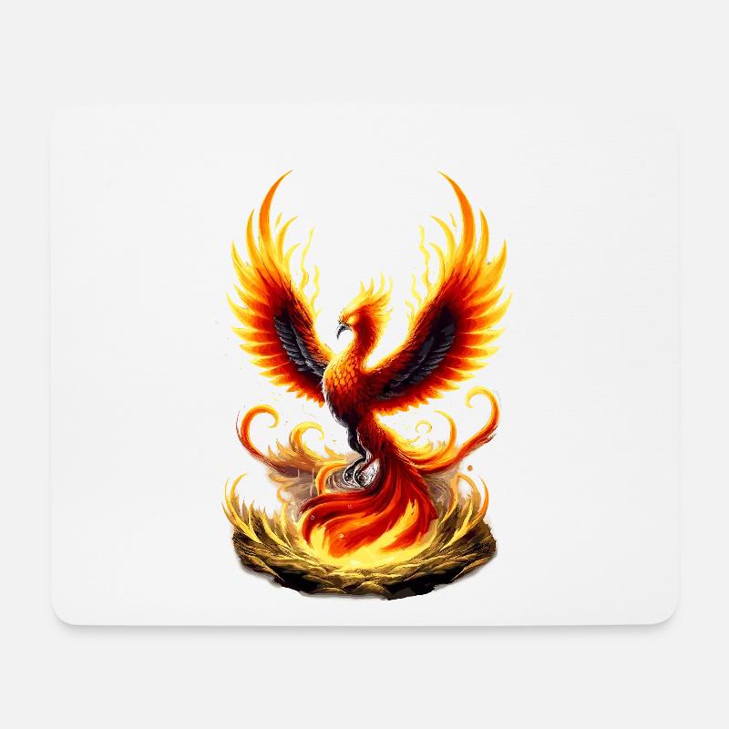 Feuerphönix Flammenwirbel - Mousepad (Querformat) - Weiß