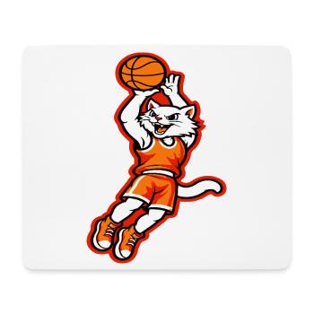 Wildes Katzen-Basketball-Dunk-Maskottchen - Mousepad (Querformat) - Weiß - Vorne