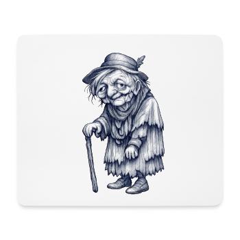 Vintage Old Man with Cane | Granny Witch - Mouse Pad (horizontal) - white - Front