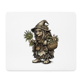 Kräuterhexe | Erntehexe mit Korb und Kräutern - Mousepad (Querformat) - Weiß - Vorne