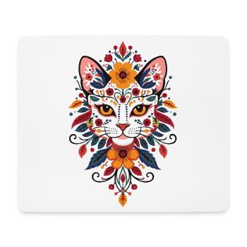 Blumenkatze Floral Stil - Mousepad (Querformat) - Weiß - Vorne