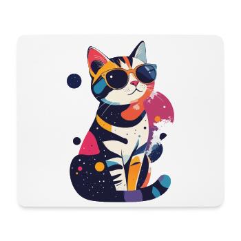 Motif pop art Chat avec lunettes de soleil Cool Cats - Tapis de souris (format paysage) - blanc - Devant