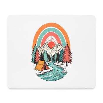Berglandschaft Camping im Sonnenbogen - Mousepad (Querformat) - Weiß - Vorne