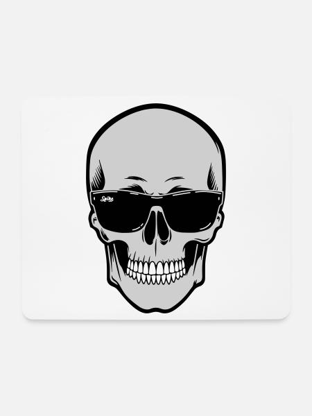 Schädel mit Sonnenbrille Grafik - Mousepad (Querformat) - Weiß