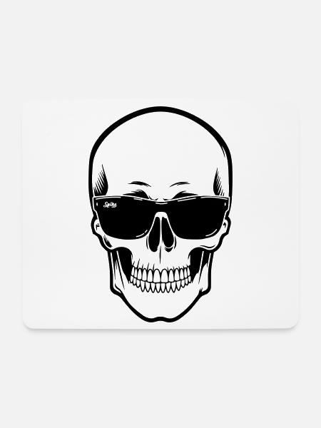 Line skull Spike black contrast with smile - Mouse Pad (horizontal) - white