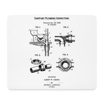 Bauplan für sanitäre Sanitäranschlüsse - Mousepad (Querformat) - Weiß - Vorne
