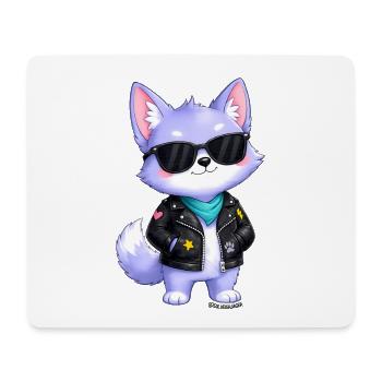 Autocollant du petit loup violet - Tapis de souris (format paysage) - blanc - Devant