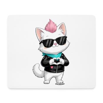Little Pink Cat Heart - Mouse Pad (horizontal) - white - Front