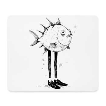 Lustiger Fisch mit Beinen Cartoon Motiv - Mousepad (Querformat) - Weiß - Vorne