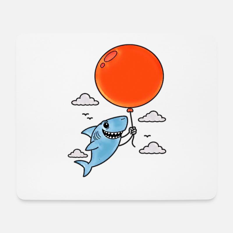 Hai mit rotem Ballon - Mousepad (Querformat) - Weiß