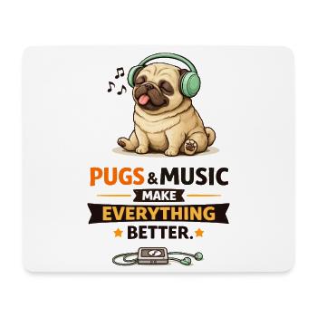 Pug Beats: Musik macht alles besser - Mousepad (Querformat) - Weiß - Vorne