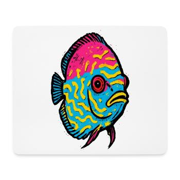 Poisson Discus Pop Art Rose et Jaune Vibrant - Tapis de souris (format paysage) - blanc - Devant