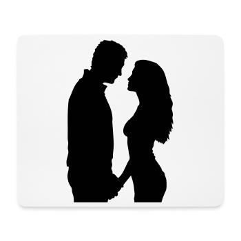 Couple Silhouette Amour Romance Petit ami de la Saint-Valentin - Tapis de souris (format paysage) - blanc - Devant