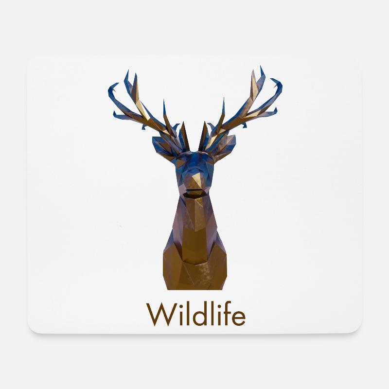 Geometrisches Reh Wildlife - Mousepad (Querformat) - Weiß
