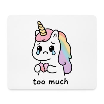 Too Much – Licorne Kawaii Émotive au Cœur Brisé - Tapis de souris (format paysage) - blanc - Devant
