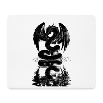 Dragon Blanc Ailé Serpent Reflet Eau Manga Fantasy - Tapis de souris (format paysage) - blanc - Devant