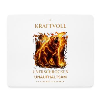 Baer-_Kraftvoll_Unerschrocken_Unaufhaltsam - Mousepad (Querformat) - Weiß - Vorne
