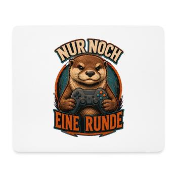 NUR NOCH EINE RUNDE – Biber mit Controller - Mousepad (Querformat) - Weiß - Vorne