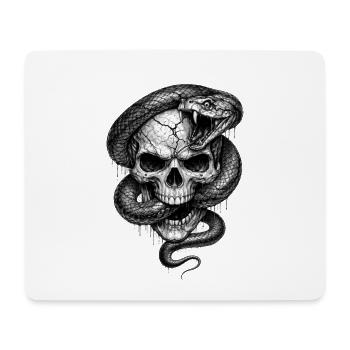 Graphique d’horreur gothique de crâne avec serpent - Tapis de souris (format paysage) - blanc - Devant