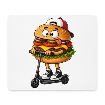 Lustiger Cartoon Roller Scooter mit Burger - Mousepad (Querformat) - Weiß - Vorne
