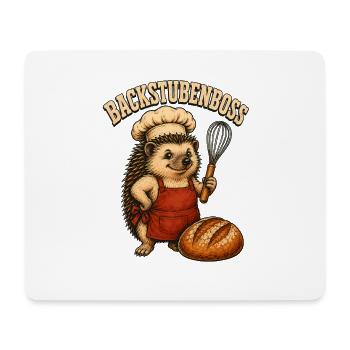 Backstubenboss Igel Koch - Mousepad (Querformat) - Weiß - Vorne
